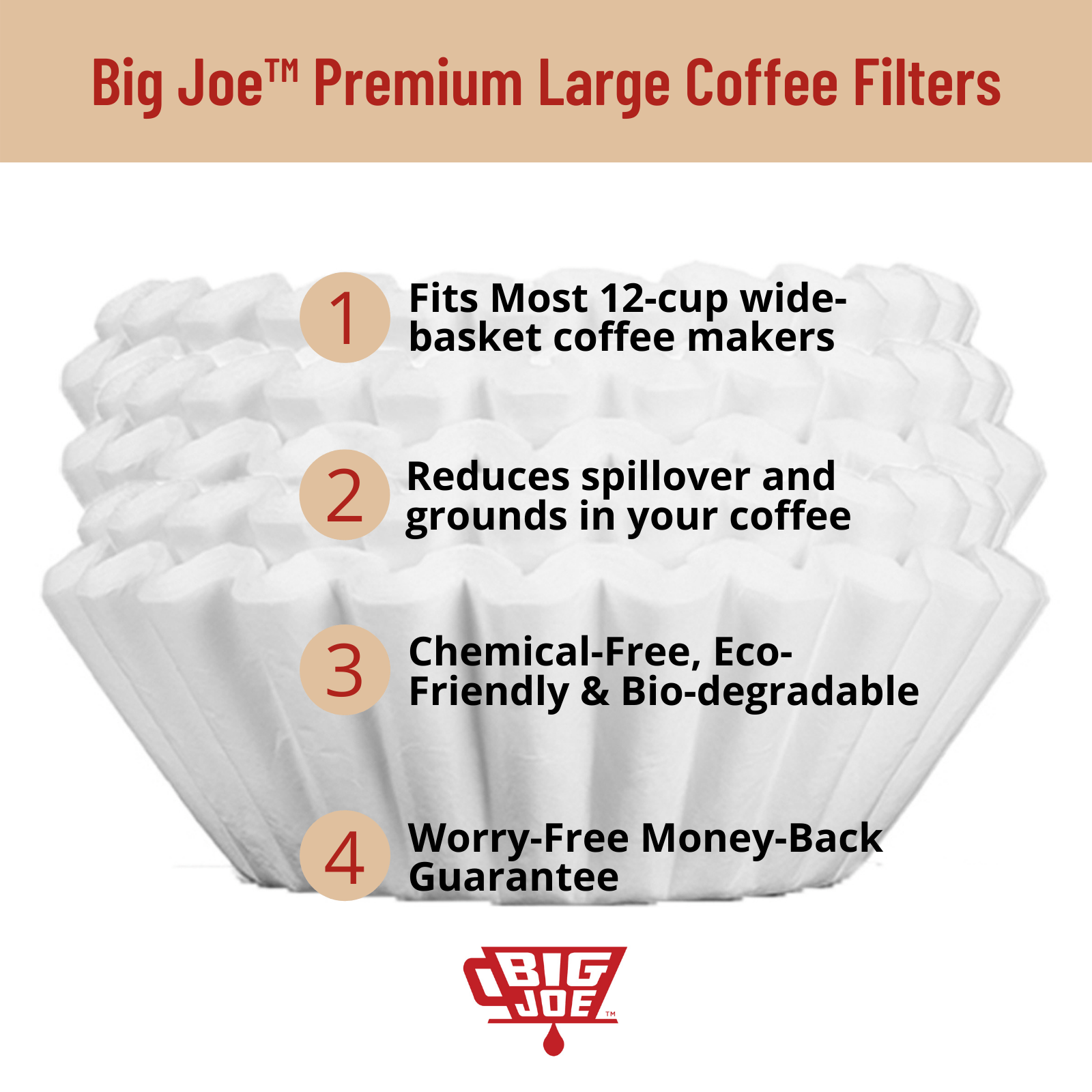 Tupkee Extra Large Coffee Filters - 1.5 to 3 Gallon (13 x 5) Coffee & Tea Filter (500 Count) - Tall Walled to Prevent Ground Overflow - Chlorine